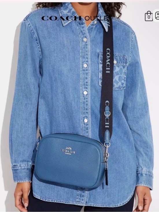 Coach Handbags - Coach Jaime Blue Soft Pebbled Leather Camera Crossbody with guitar Strap